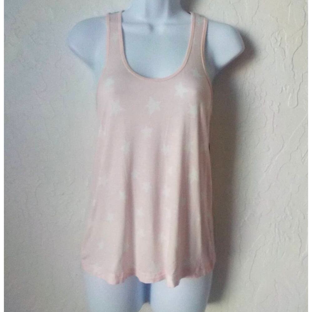 Honeydew Pink Pajamas Tank Top with White Stars and Lace Women size Small NWT